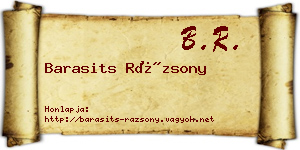 Barasits Rázsony névjegykártya
